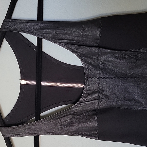 Illia NWT Biker Whimsigoth Mobwife Edgy Matrix Black Leather Inset Tank Top 8 - Picture 2 of 7